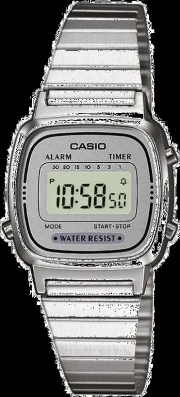 Casio LA670WEA-7EF Digital Display Watch with Grey Steel Strap