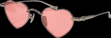 Lunettes de soleil Chrome Hearts Beam forme coeur en métal gris verres roses