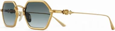 Lunettes de soleil Chrome Hearts Datass monture hexagonale dorée en métal