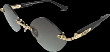 Lunettes de soleil Chrome Hearts Diamond cerclés noires et or