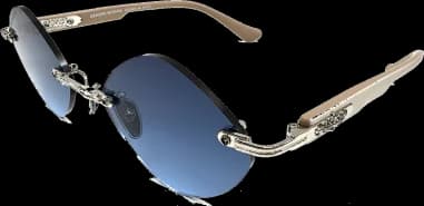 Lunettes de soleil Chrome Hearts Diamond cerclés beige et argent