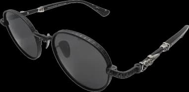 Lunettes de soleil Chrome Hearts rondes noires mate en métal