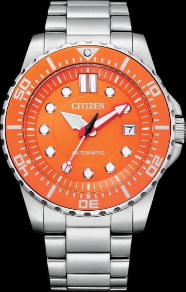 Citizen NJ0128-80X Automatic Orange Dial Stainless Steel Sports Watch