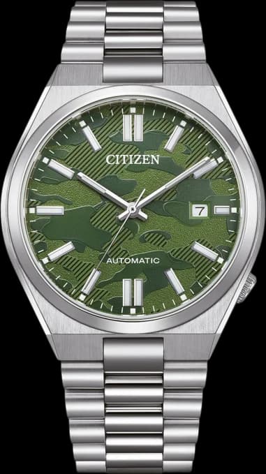 Citizen NJ0159-86X Automatic Green Camouflage Dial and Steel Strap Watch