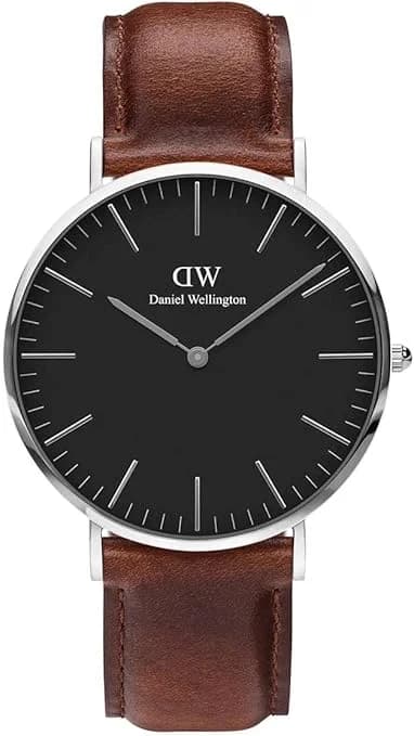 Daniel Wellington DW00100130 Silver Watch with Brown Leather Strap 40mm