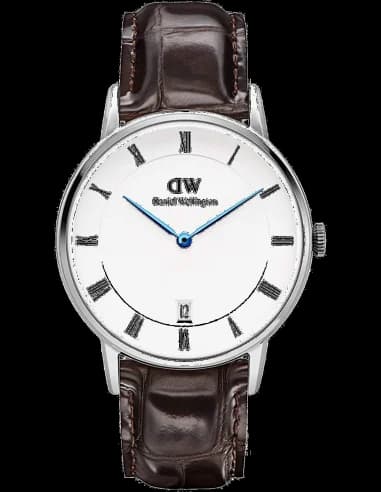 Montre Daniel Wellington DW00100097 en acier poli et cuir marron
