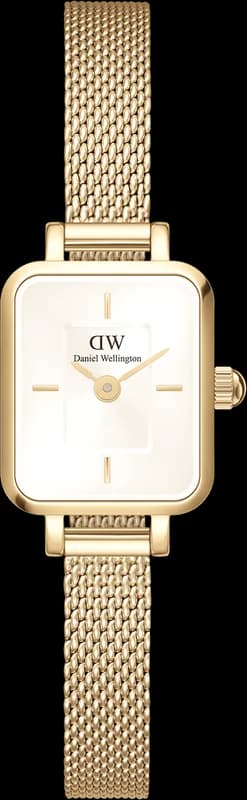 Daniel Wellington Quadro Mini DW00100656 — montre femme maille dorée — cadran rectangulaire élégant