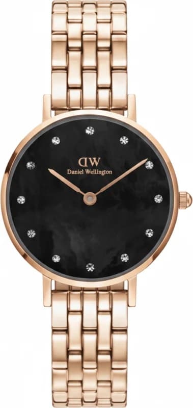 Daniel Wellington Women's Watch DW00100660 Petite Lumine 5-Link Melrose Black Mother of Pearl Dia