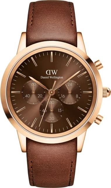 Men's Watch Daniel Wellington DW00100640 Chronograph Rose Gold and Brown Leather