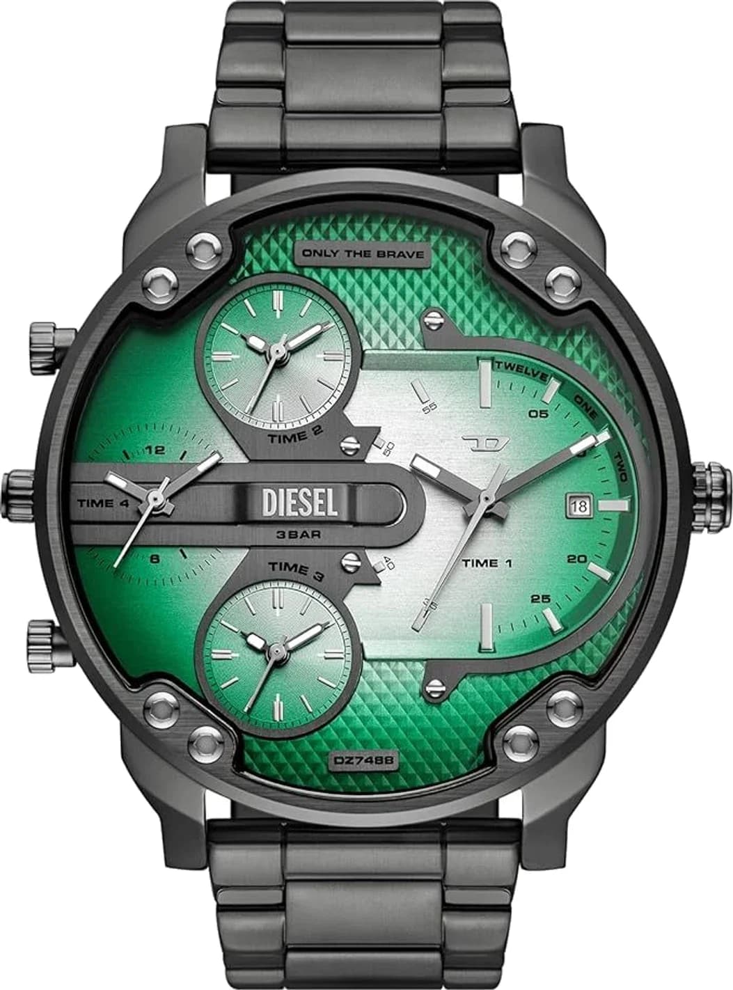 Diesel DZ7488 montre homme, cadran vert intense sur bracelet acier