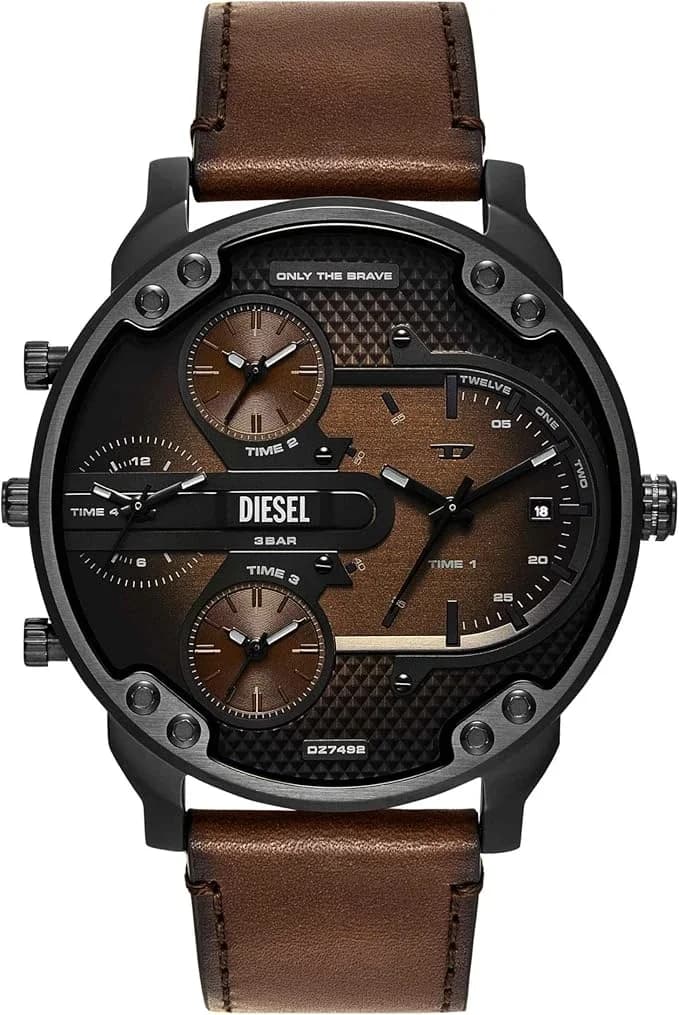 Diesel DZ7492 montre homme, au cadran marron et bracelet cuir