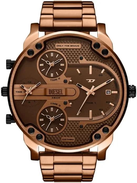 Diesel DZ7493 montre homme, au cadran marron et bracelet acier