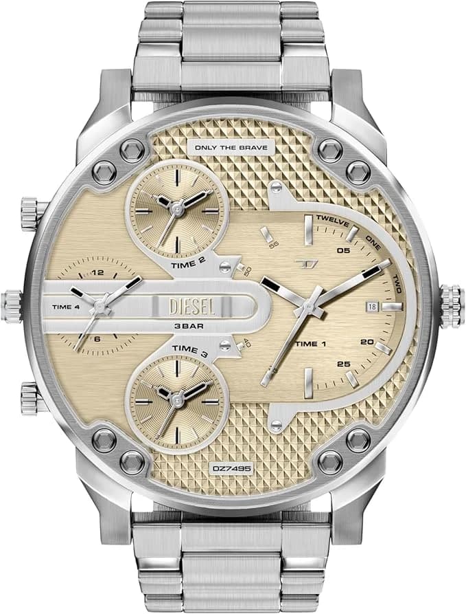 Diesel DZ7495 montre homme, au cadran doré et bracelet acier