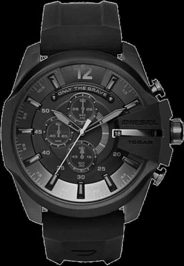 Diesel Mega Chief DZ4378 — montre homme silicone noir 51mm — sport affirmé