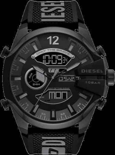 Diesel Mega Chief DZ4593 Men's Watch Black Nylon and Silicone Strap Multifunction Dial