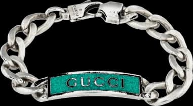 Bracelet Gucci en argent 925 avec plaque finition émail turquoise