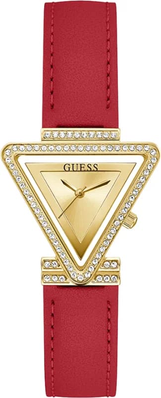 Women's Watch Guess Fame GW0504L2 Gold Triangle Case and Red Leather