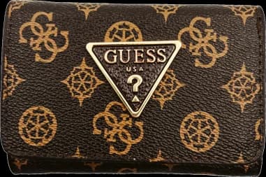 Portefeuille Guess marron monogramme en simili cuir avec logo triangle
