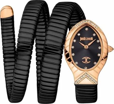 Just Cavalli JC1L248M0085 Signature Snake Black Steel and Rose Gold Watch
