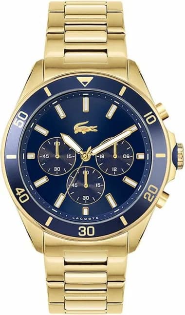 Men's Watch Lacoste 2011151 Tiebreaker in Gold Steel with Blue Dial