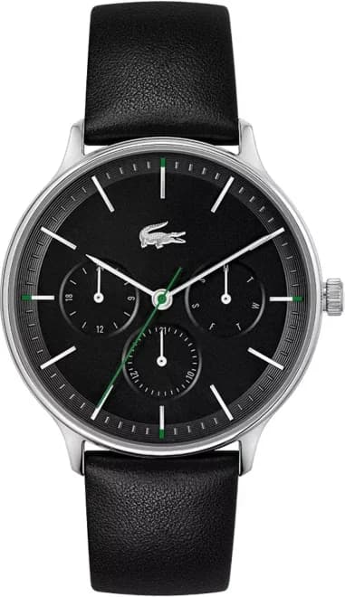 Lacoste 2011226 Watch with Black Leather Strap and Multifunction Dial