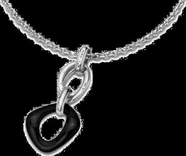 Collier Lotus Ceramic LS1607-1/2 pendentif noir et argenté