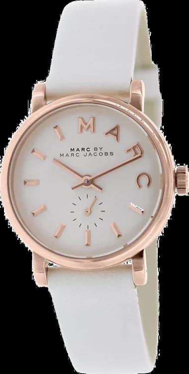 Marc Jacobs MBM1284 Rose Gold Case and White Leather Watch