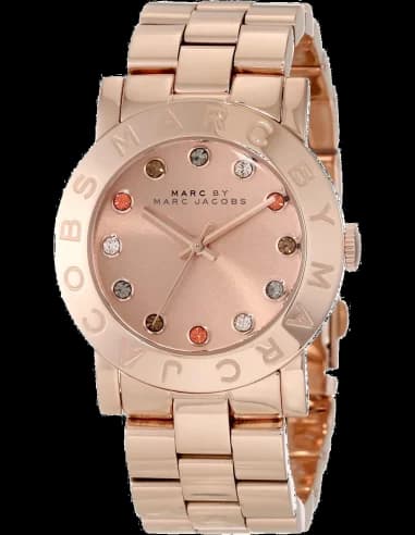 Marc Jacobs MBM3142 Rose Gold Stainless Steel Watch with Engraved Bezel