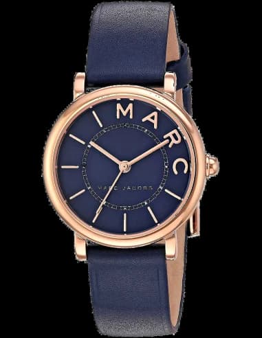 Marc Jacobs MJ1539 Roxy Watch in Rose Gold Plated Stainless Steel and Blue Leather Strap