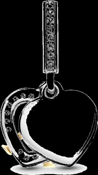 Charm Pandora argent & Métal doré à l'or fin 585/1000 Double Pendant Joyeux Anniversaire de Mariage Bicolore Pandora People