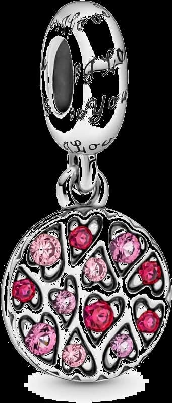 Charm Pandora coeur scintillant en argent 925 avec cristaux roses