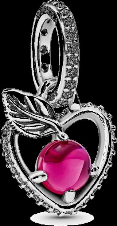 Charm Pandora Disney coeur avec pierre rose - Snow white