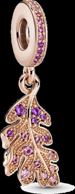 Charm Pandora Pendant feuillle de chêne rose