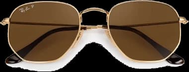 Ray-Ban Hexagonal Flat Lenses RB3548N 001/57 Gold Gold Polarized Sunglasses vue 2