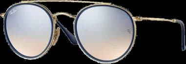 Ray-Ban Round Double Bridge Sunglasses RB3647N 001/9U GOLD Gradient mirror lenses