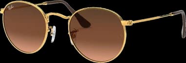 Lunettes de soleil Ray-Ban Round Metal RB3447 9001/A5 Rondes doré gold marron