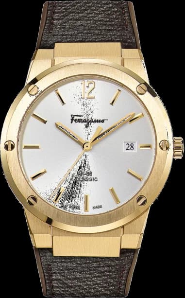 Salvatore Ferragamo Watch SFDT00819 with Brown Silicone Strap and Steel Case