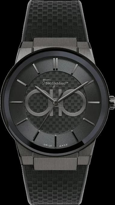 Salvatore Ferragamo SFHP00320 watch in steel and black silicone strap