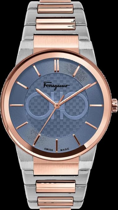Salvatore Ferragamo Watch SFHP00720 Two-Tone Steel Blue Dial