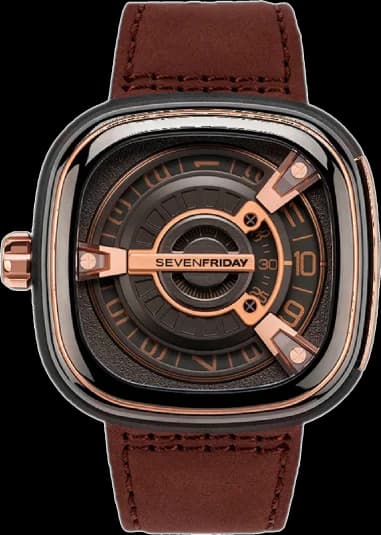 Sevenfriday M2/02 Automatic Watch in Rose Gold PVD Steel and Calf Leather