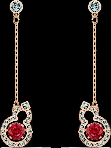 Boucles d'oreilles Swarovski Full Blessing 5539895 plaqué or rose cristaux blancs et rouges