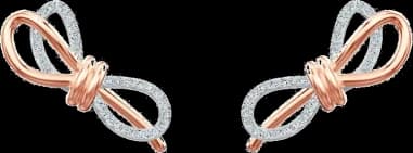 Swarovski Lifelong Bow 5447089 Rose Gold Plated Earrings with White Crystal Bow Knots