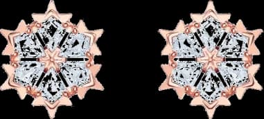Swarovski Magic 5428429 Rose Gold Plated Crystal Encrusted Snowflake Earrings