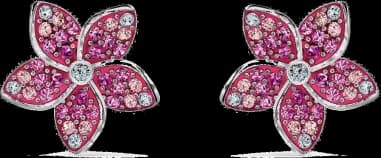 Boucles d'oreilles Swarovski Tropical Flower 5519254 plaqué rhodium cristaux roses et blancs