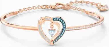 Bracelet jonc ajustable Swarovski Starry Night Heart 5484018 plaqué or rose cristaux blancs