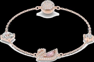 Swarovski Dazzling Swan bracelet in rose gold-plated metal with magnetic clasp, swan set with crystals