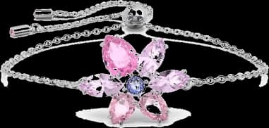 Bracelet Swarovski Gema Coupes mixtes Fleur Rose Plaqué Rhodium