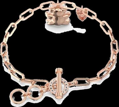 Bracelet Swarovski Teddy ours en métal plaqué or rose