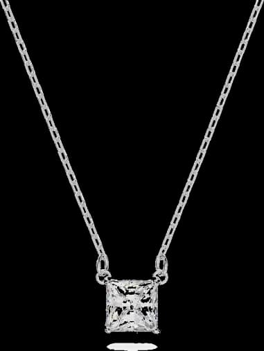 Collier Swarovski Attract solitaire carré en métal rhodié