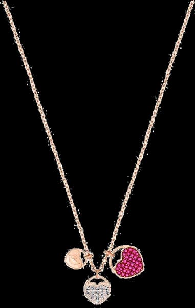 Collier Swarovski Ginger 5472446 plaqué or rose cœurs incrustés de cristaux